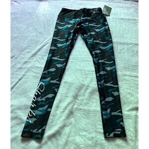 NHL San Jose Sharks Womens Camo Leggings Pants Small Black/Teal Stretch New $60